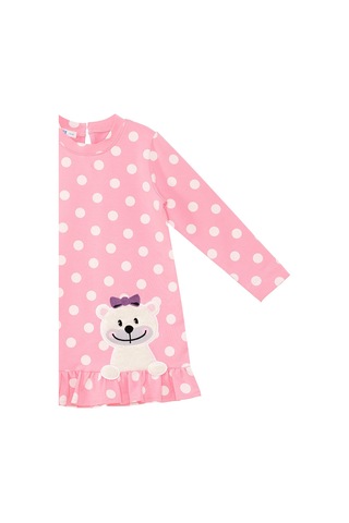 Denokids Ayıcık Kız Bebek Puantiyeli Pembe Elbise Çok Renkli