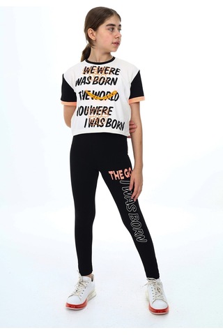 Eftelya Kız Çocuk Taytlı - Crop - Bloklu - Alt - Üst Takım 9 -14 Yaş 8006 001