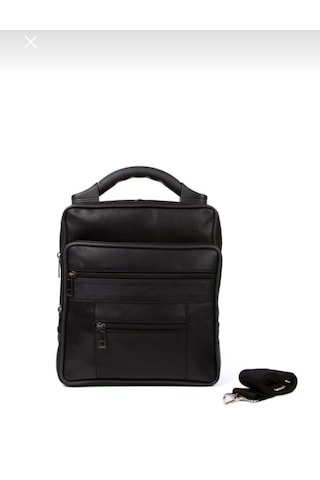 Newish Polo Hakiki Deri Plastik Saplı Postacı El Omuz Çantası Dik Büyük-kasasız Siyah - Siyah