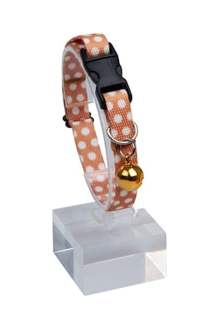 Pettagart Güvenlik Kilitli Hardal Beyaz Puantiyeli Zilli Kedi Boyun Tasması 22-30 Cm Çok Renkli