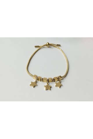 Kadın Çelik Yıldız Sallantılı Altın Renk Bileklik Çelik