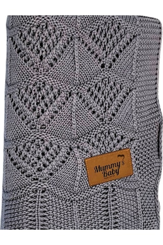 Mummy's Baby Tencel Örgü Dantel Desen Bebek Battaniyesi 80 100 Gri