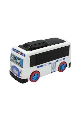 Uj Toys Eğitici Öğretici Sesli Ve Işıklı Çarp Dön Sevimli Polis Otobüsü-beyaz