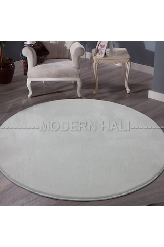 Sarar Post Daire Halı Beyaz Kaymaz Peluş Pofuduk Tüm Ölçülerde