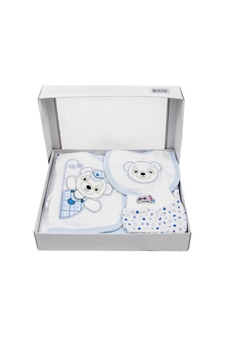 5 Parça Hastane Çıkışı Erkek Bebek Giyim Mavi Panda Mavi