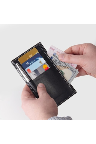 2K S.deri Kartlık Cüzdan Siyah Wallet And Card Holder Vegan 9x15,5 Cm. Black Siyah
