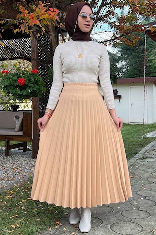 Rabia Şamlı Minel Bisküvi Plise Etek Normal