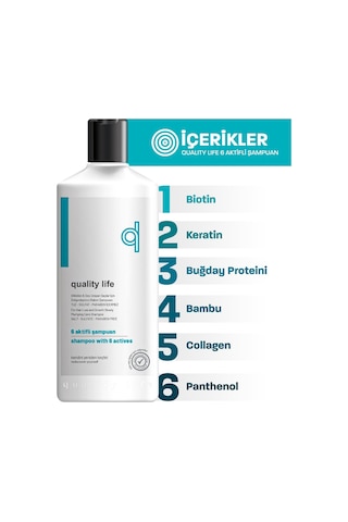 Quality Life Ql 6 Aktifli Dökülen & Geç Uzayan Saçlar İçin Şampuan 300 ML