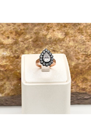 Elmas Montür Rosegold Damla Gümüş Set Takım - Lvrset06 Rose Gold