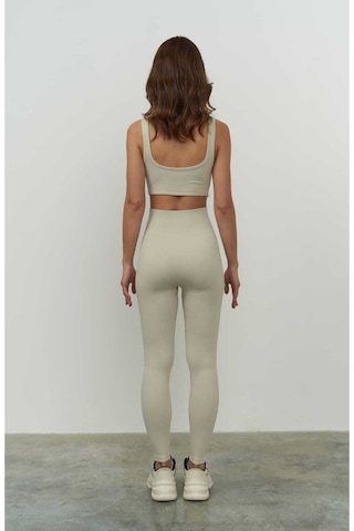 Mai Collection Mai Studios Co. Jade Bej Dikişsiz Fitilli Tayt Bej