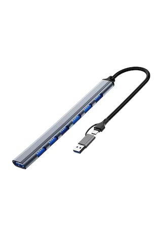 Forzacase FC751 USB 2.0 To USB/Type-C 7 İn 1 7 Port Çoklayıcı Hub
