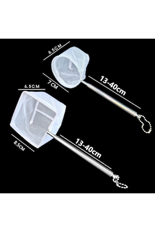 Xindoker Akvaryum Balık Ağı - Paslanmaz Çelik Uzatılabilir Küçük Yuvarlak Beyaz Balık Tutma Aparatı