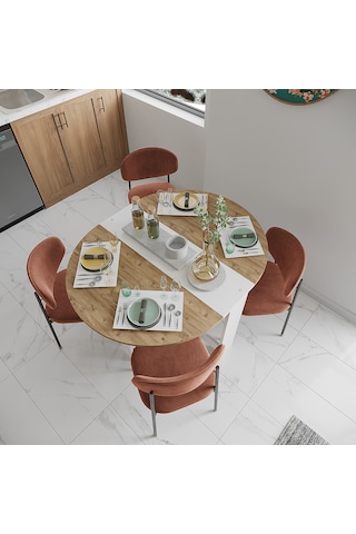 Pratik Katlanır - Açılır Kapanır Yuvarlak Mutfak Yemek Masası