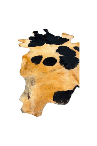 Doğal Renkli Dana Postu Halı - Naturel Halı Post Oranj-siyah