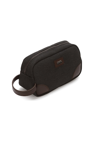 Newish Polo Erkek Kanvas Kumaş Portföy Clutch Traş Kozmetik Bakım Ve Günlük El Çantası New347 - Siyah