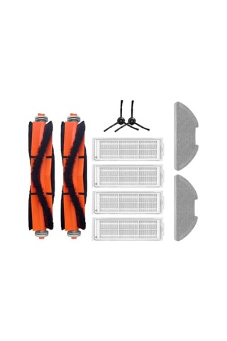 Robotyedek Mop 2 Pro Siyah Mjst1shw Uyumlu Yedek Fırça Filtre Mop Seti-10 Parça Standart
