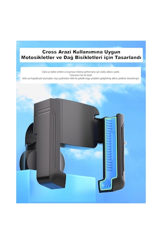 Cr07 Telefon Tutucu Cross Arazi Sürüşleri İçin Motor Motosiklet Dağ Bisikleti Gidon Montajlı Kilit Mekanzimalı Siyah