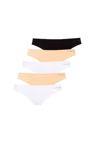 U.s. Polo Assn. Kadın 5'li Kıl Lastikli Slip Siyah-beyaz-ten-beyaz-ten 001