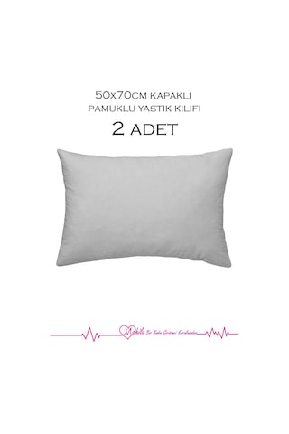 2 Adet Lüks Pamuklu Yastık Kılıfı 50x70 Kapaklı Model, Pamuklu Yastık Kılıfı Gri