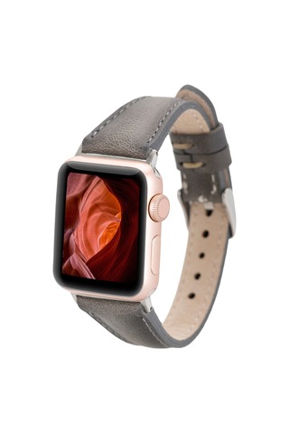 Bloomband Signature Stone Gray Leather Apple Uyumlu Watch Band - 44/45/46/49mm