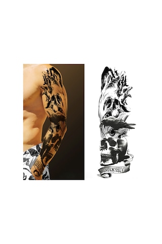 Skycity Büyük Boy Su Geçirmez Tam Kol Dövme Sticker, Gerçekçi Görünüm, Cilt Dost, Tqb-39 Modeli