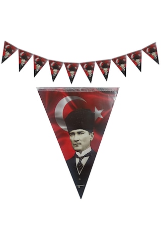 1 Adet 23 Nisan Türk Bayraklı Atatürk Baskılı Flama Süs 23 Nisan