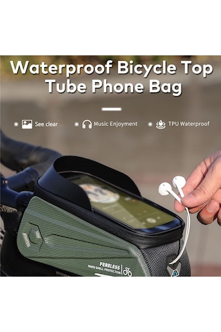 Padalink Bisiklet Ön Çerçeve Çantası: Su Geçirmez Eva Malzeme, 1.7l Kapasite, Çok Amaçlı, Akıllı Telefon Cebi Yeşil