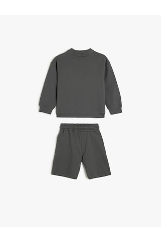 Koton 2'li Pamuklu Uzun Kollu Sweatshirt Ve Şort Takımı Antrasit 5skb10025tk Antrasit
