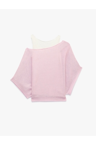 Koton Slim Fit Kayık Yaka Uzun Kollu İkili Triko Kazak Pembe 7wal90145ıt Gülkurusu