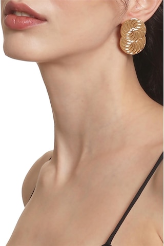 Kadın Lak Altın Renk Kaplama Çivili Model Spiral Baskılı Tasarım Küpe Altın