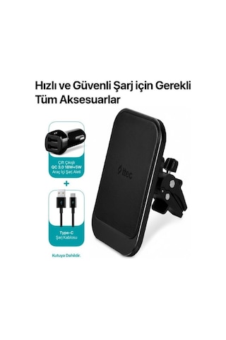 Ttec Araç Telefon Tutucu Izgara Petek Havalandırma Kalorifer Magsafe Uyumlu Kablosuz Şarj Özellikli