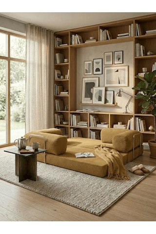 Reflekta Sünger Koltuk Rollpack Kanepe Relax 90x190 Yatak Koltuk Demonte Hardal Sarısı