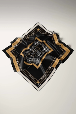 Vissona Twill İpek Eşarp Siyah, Gold