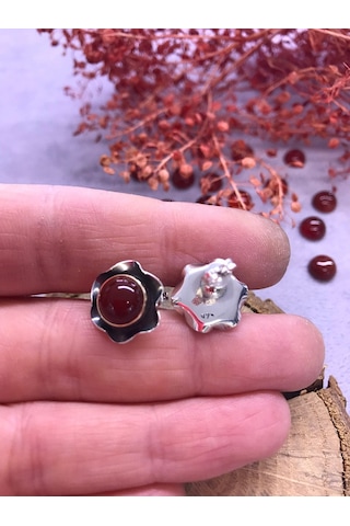 Nsa Gümüş Akik Taşlı Gümüş Küpe 925 Ayar Taş N11.10729