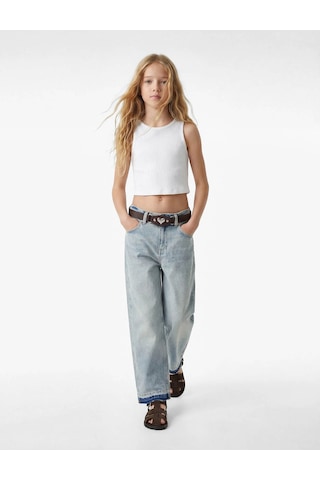Koton Ribanalı Pamuklu Basic Beyaz Kız Çocuk Kolsuz T-shirt 6skg30022ak