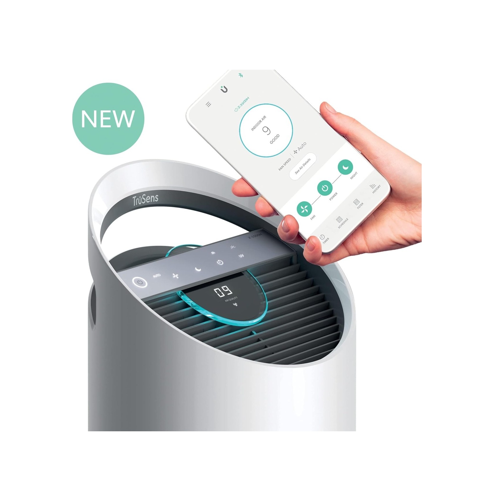 Trusens Z-3500h Connected Smart Hava Temizleyici Ve Sensorpod Hava Kalitesi Monitörü, Geniş Odalar Çok Renkli
