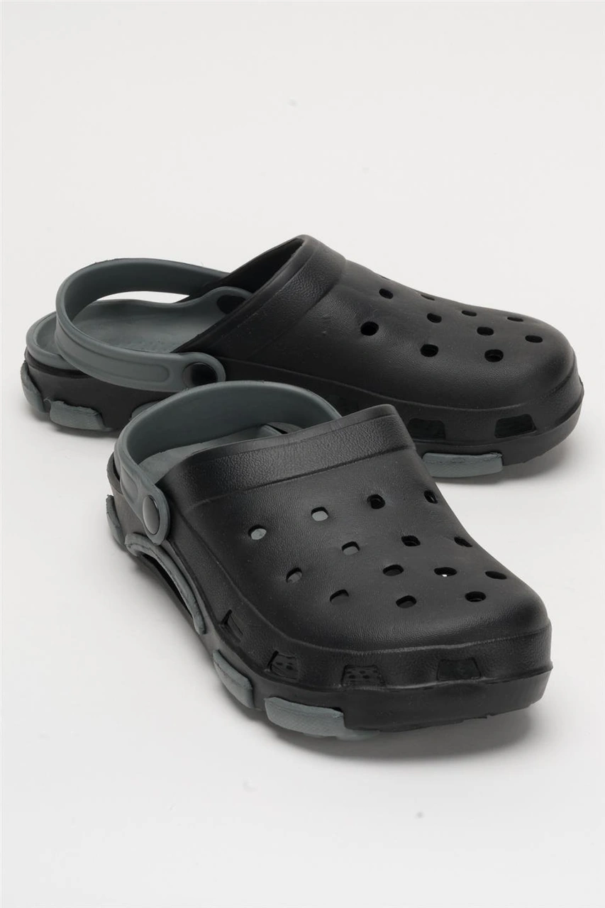 Liger Unisex Çift Tabanlı Ortopedik Hemşire Doktor Aşçı Laboratuvar Deniz Havuz Terliği Sandalet Siyah - Füme Siyah - Füme