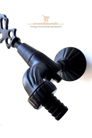Hamam Taslı İkili Osmanlı Musluğu Rakorlu Siyah Siyah