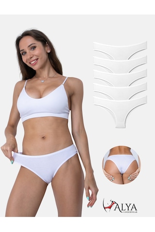 Alya Underwear Kadın Brazilian Külot 5 Adet Ten Beyaz