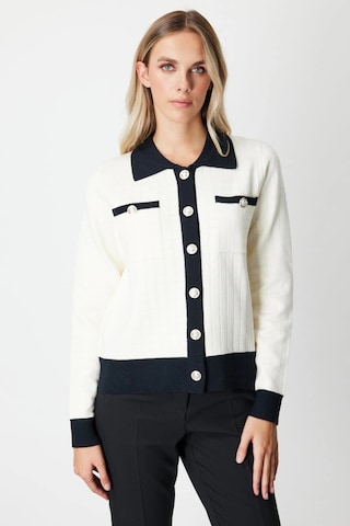 On Fashion Kadın Gömlek Yaka Cepli Ekru Hırka 65924 Ekru