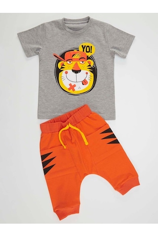 Denokids Yo Kaplan Erkek Çocuk T-Shirt Kapri Takım Çok Renkli