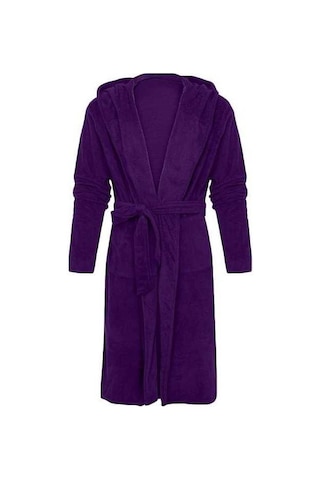 Flybuy Erkek Uzun Kapşonlu Bornoz Sıcak Gecelik, Rahat Uzun Kollu, Soğuk Geçirmez, Çeşitli Renkler Mor