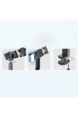 Lenyes Cr204 360 Dönebilen Işıklı Seyahat Telefon Tutucu Ve Standı Siyah