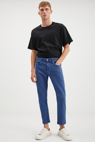 Antonıa Erkek Tappared Fit Boru Paça Kalın Dokulu Esnek Yapılı Magic Denim Kot Mavi Jeans