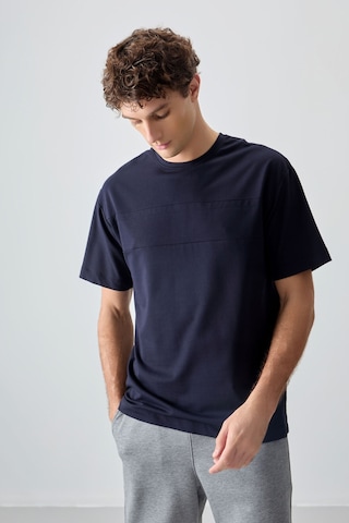 Air Jones Tommy Life Lacivert Pamuklu Kalın Yumuşak Dokulu Oversize Fit Basic Erkek T-shirt - 88378 Lacivert