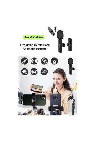 Wearfitpro X11ios Apple Cihazlara Uyumlu Tak Çalıştır Yaka Mikrofonu Kablosuz Mikrofon
