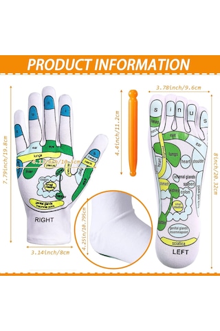 Springsun El Ve Ayak Refleksoloji Seti: Akupresür Eldiven, Çorap Ve Masaj Çubukları İle Toplum Ve Parmak Ucu Masaj Aracı Beyaz