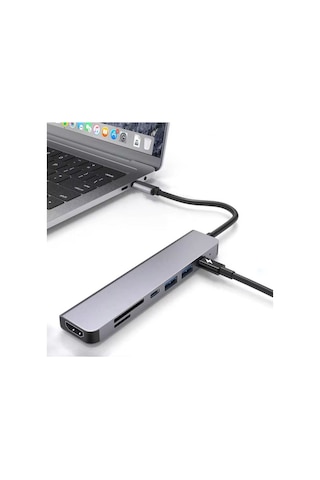 Usb Çoklayıcı 7in1 Hub Type-c 4k Hdmı Sd Tf Kart Okuyucu Usb 3.0 Okuyucu