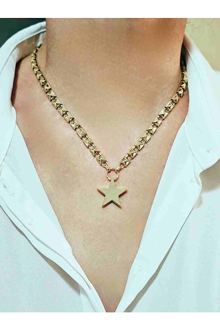 14k Mikron Altn Kaplama Star Kolye Altın