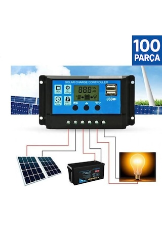 Mrs Solar 100'lü Paket Güneş Paneli Akü Şarj Kontrol Cihazı 10 Am